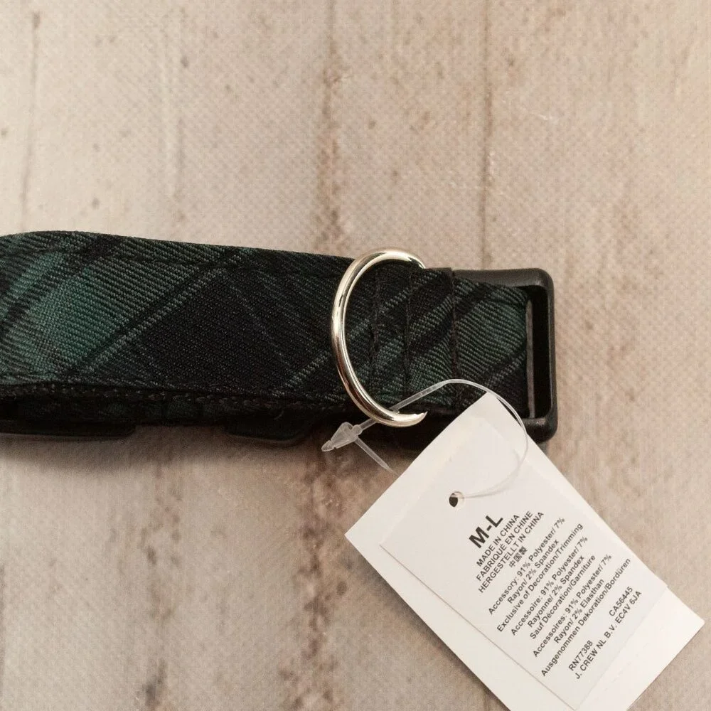 NWT J. Crew Crew Mutts Tartan Plaid Dog Collar size M/L